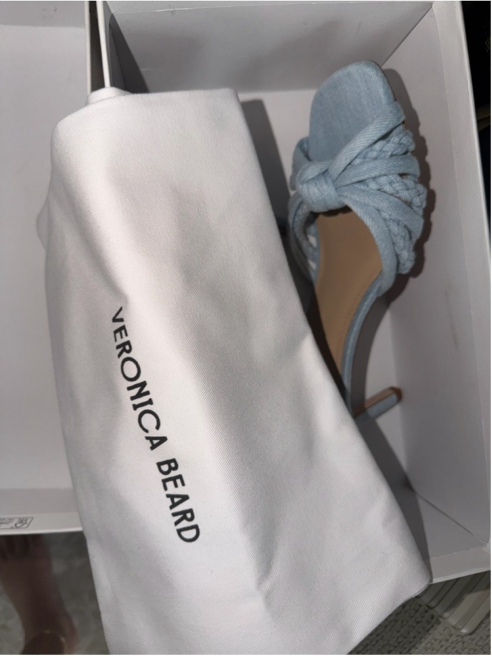 Veronica Beard Misa Braided Denim Knot Kitten Heel Sandals 7.5 - Picture 7 of 10